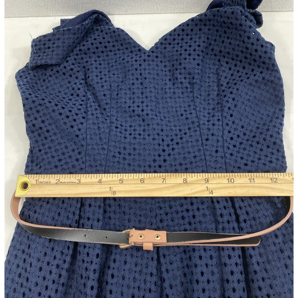 City Triangles Jumpsuit Junior 9 Romper Shorts Navy Blue Belted One Piece Summer - Picture 8 of 12